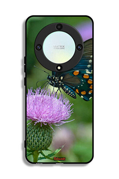 Tolwak غطاء حماية لهاتف Honor X9a بتصميم فراشة تجلس على زهرة