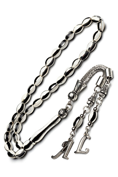 OTTOTESBİH Men's Gift Letter Tassel Black White Special Design Metal Prayer Beads