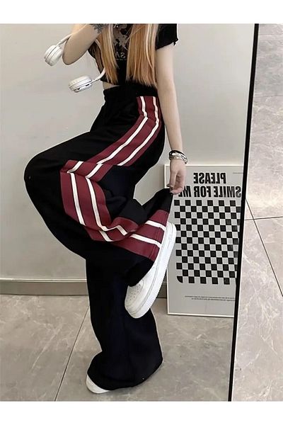 RockMore Y2K Harajuku Stripe Blocked Sweatpants