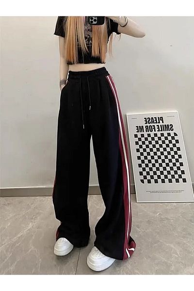 RockMore Y2K Harajuku Stripe Blocked Sweatpants