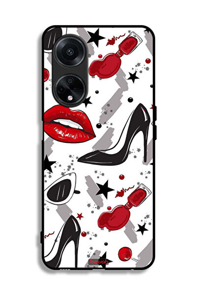 Tolwak غطاء حماية لهاتف Oppo A98 5G برسومات أحمر الشفاه والأحذية