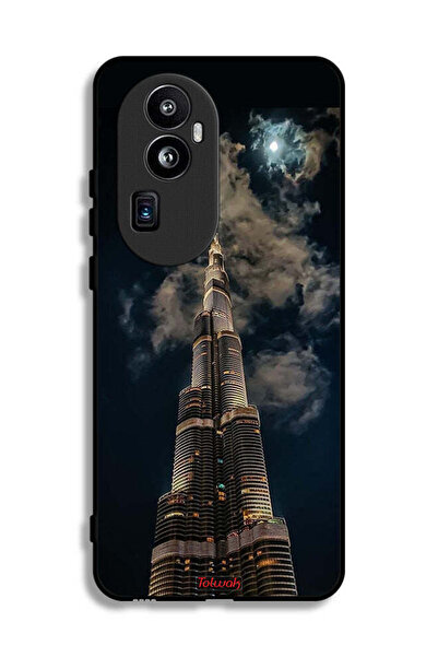 Tolwak غطاء حماية لهاتف Oppo Reno10 Pro Plus بتصميم برج خليفة في الليل