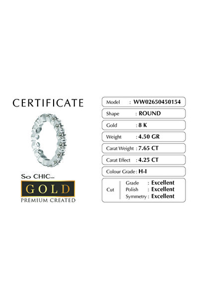 So CHIC... Beyaz Altın Sertifikalı Premium Created Taşlı 4.25 CT Effect Tamtur Yüzük