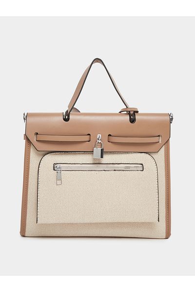 Styli Color Block Handbag with Top Handle