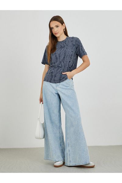 Styli Textured Short Sleeve Oversized T-Shirt