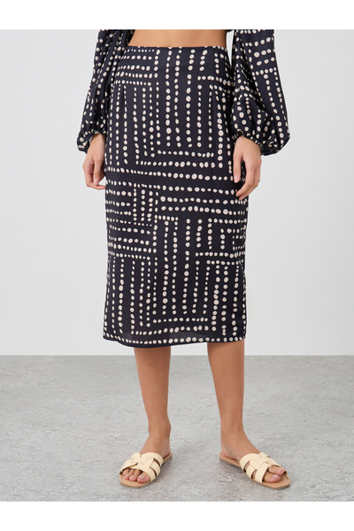 Styli All-Over Print Straight Hem Knee-Length Skirt