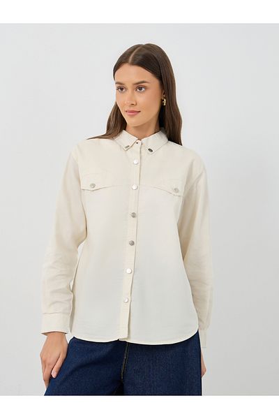 Styli Oversized Buttoned Long Sleeve Denim Shirt