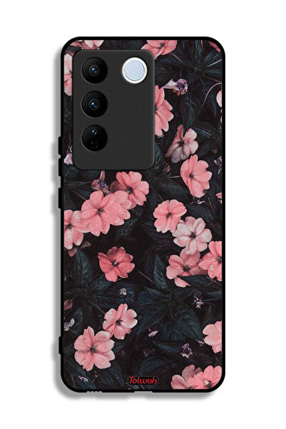 Tolwak غطاء حماية لهاتف فيفو S16 - لون الخوخ والورود الصغيرة