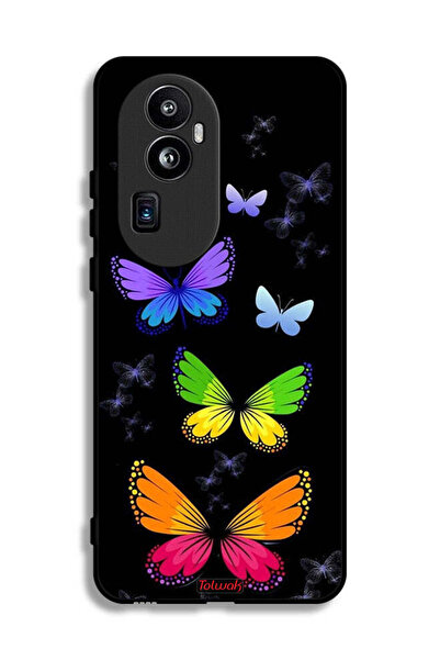 Tolwak غطاء حماية لهاتف Oppo Reno10 Pro Plus بنقشة فراشات ملونة
