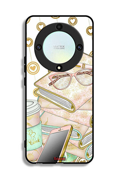 Tolwak غطاء حماية لهاتف Honor X9a بتصميم نظارات على الكتب