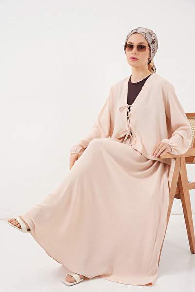 Bigdart Kadın Ayrobin Kimono Etek İkili Takım 8047 - Krem