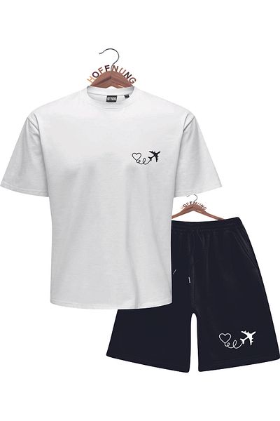HOFFNUNG Unisex Men/Women Crew Neck Love Plane Printed Bottom Top Tracksuit Suit