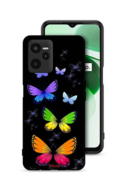 Tolwak Realme C35 Protective Case Cover Colorful Butterflies