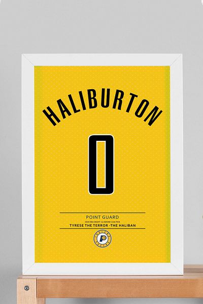 Saturn Tyrese Haliburton Jersey Framed Painting - Nba Indiana Pacers Jersey