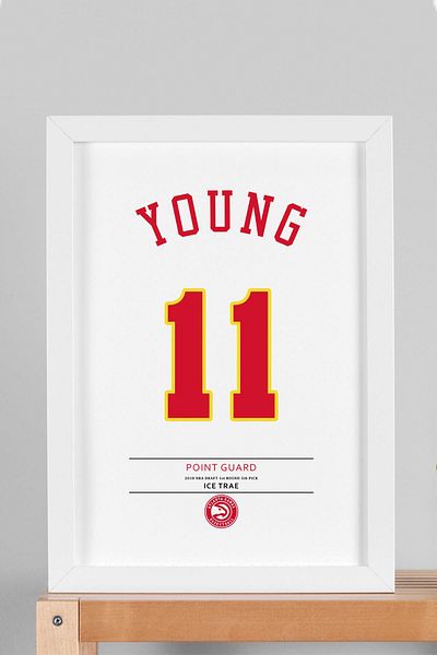 Saturn Trae Young Jersey Framed Painting - Nba Atlanta Hawks Jersey