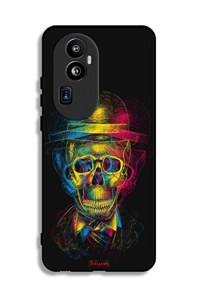 Tolwak غطاء حماية Oppo Reno10 Pro Plus بتصميم جمجمة وقبعة ملونة وفن خيالي