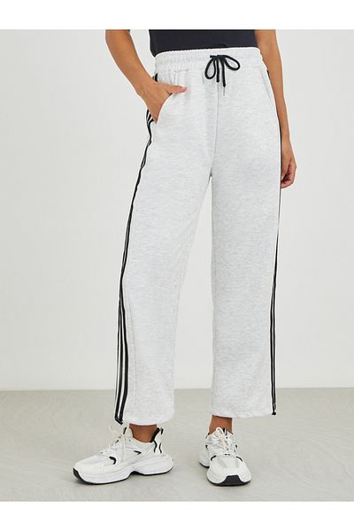 Styli Side Striped Wide Leg Joggers with Drawstring