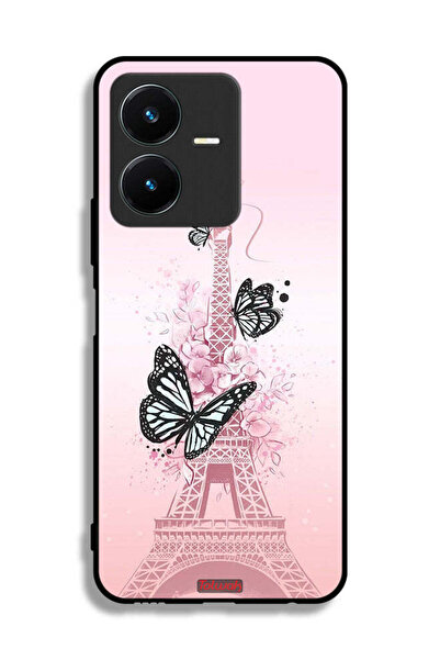 Tolwak غطاء حماية لهاتف Vivo Y22 بتصميم فراشات على برج إيفل