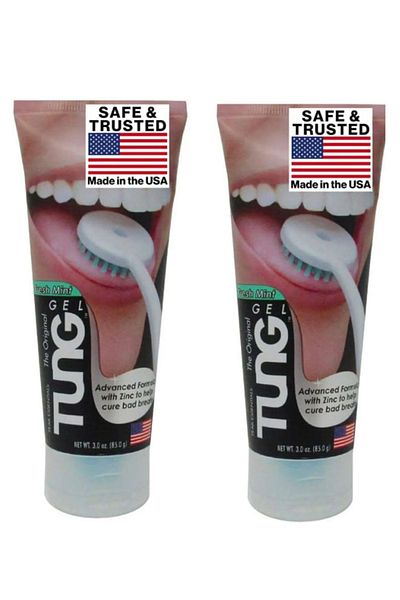 Tung Tong Tongue Cleaner with Zinc and Refreshing Mint Tong Brush 2 Pieces