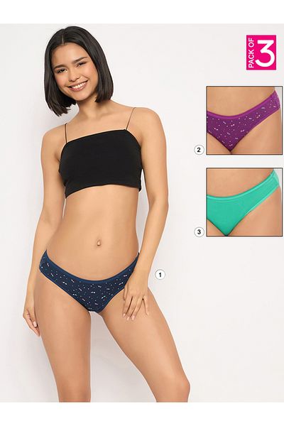 Clovia By Styli Pack of 3 - Printed Low Rise Bikini Briefs