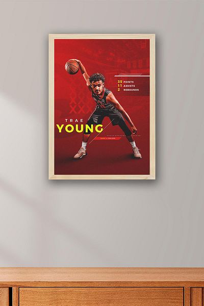 Saturn Pictură înrămată Trae Young - Pictură poster NBA de baschet