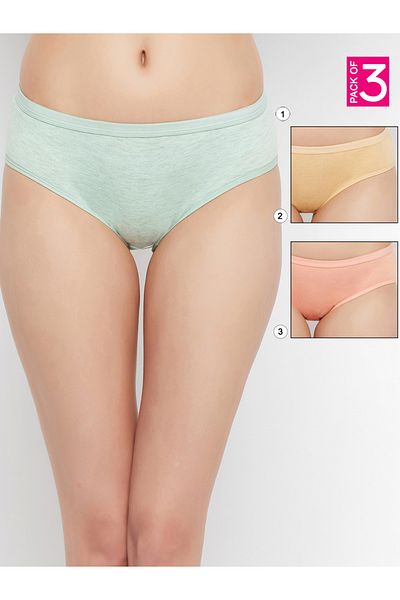 Clovia By Styli Pack of 3 - Melange Low Rise Cotton Bikini Briefs