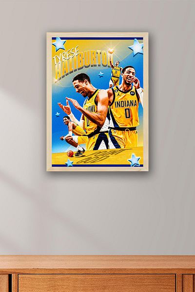 Saturn Tyrese Haliburton Framed Painting - Basketball Nba Poster Painting