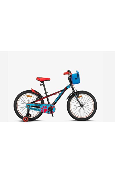 Kron BOBCAT 20 Jant Vitessiz V-Fren Çantalı Çocuk Bisikleti Siyah Mavi Kırmızı