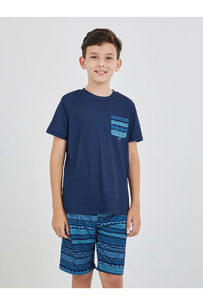 Styli Printed Pocket Round Neck T-Shirt and Shorts Pyjama Set