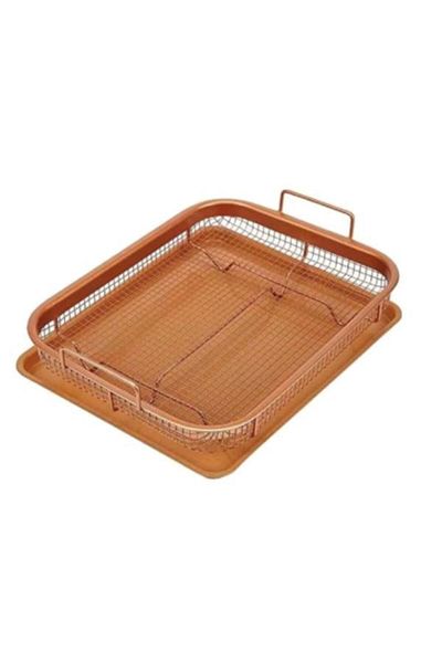 Generic 2 Piece Non-Stick Oven Tray Set for Vegetable Cooking in Brown