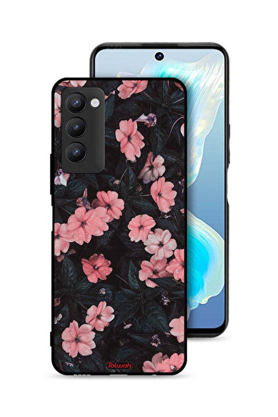 Tolwak غطاء حماية لهاتف تكنو كامون 18 - لون الخوخ والورود الصغيرة