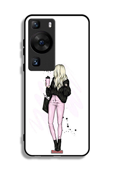Tolwak غطاء حماية لهاتف Huawei P60 Pro بتصميم فتاة تحمل كوب قهوة