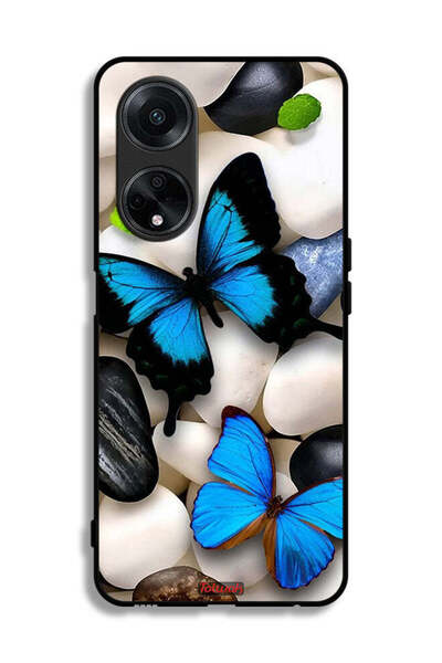 Tolwak غطاء حماية لهاتف Oppo A1 5G بنقشة فراشات على الحجارة