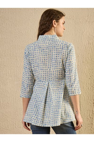 Sanskrutihomes By Styli Checked Print Pleated Top