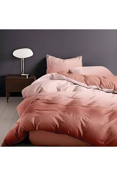 Pucioasa Finet bed linen 4 pieces plain salmon pink