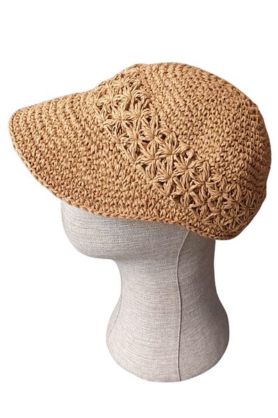 Uretti - Necla 4345 Hand Knitted Paper Thread Summer Visor Cap Hat - Brown