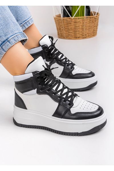 starlike Pantofi sport dama albi cu negru A077