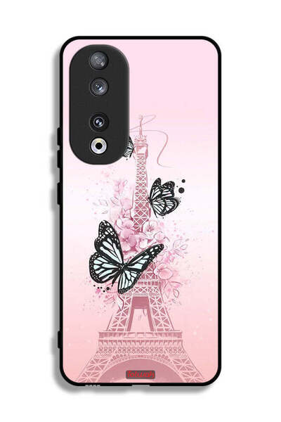 Tolwak غطاء حماية لهاتف Honor 90 بتصميم فراشات على برج إيفل