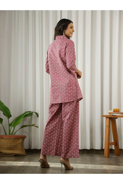 Sanskrutihomes By Styli Printed Collared Buttoned Shirt and Pyjama Set