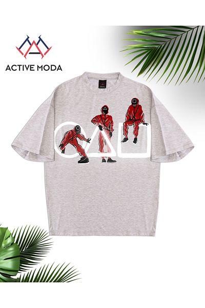 ACTIVE MODA -Men's Cotton Printed Squid Game Icon Short Sleeve Tshirt Oversize Big Size