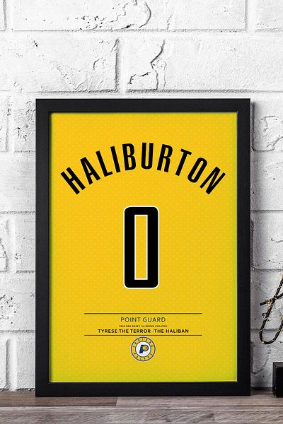 Saturn Tyrese Haliburton Jersey Framed Painting - Nba Indiana Pacers Jersey
