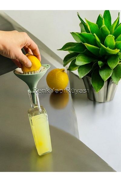 RENK YAPI RÜYASI Lemon Squeezer with Funnel Citrus Orange Juice Squeezing Apparatus Lemon Bowl with Funnel