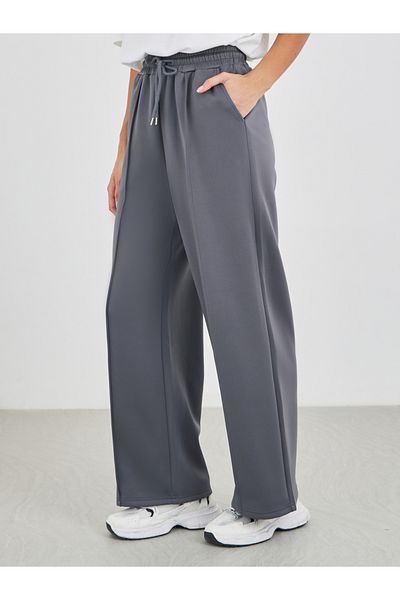 Styli Solid Pintuck Detail Scuba Joggers with Elasticated Waistband