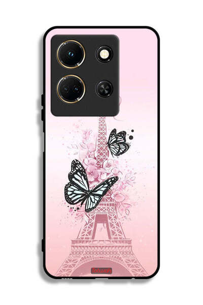 Tolwak غطاء حماية لهاتف إنفينيكس نوت 30 بنقشة فراشات على برج إيفل