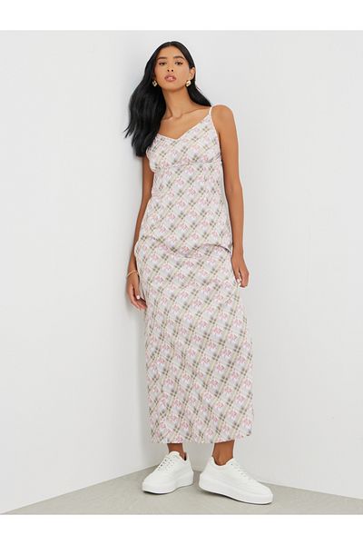Styli All-Over Print Strappy A-Line Maxi Dress