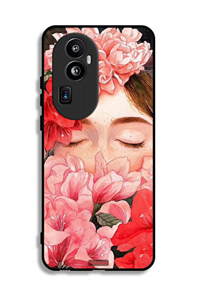Tolwak غطاء حماية لهاتف Oppo Reno10 Pro Plus برسومات زهور ووجه فتاة مخفي