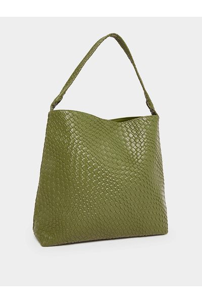Styli Textured Shoulder Bag with Snap Closure