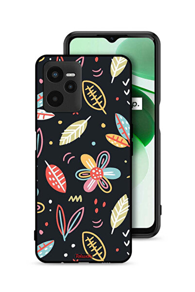 Tolwak Realme C35 Protective Case Cover Flowers And Leaves Abstract Art