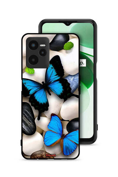 Tolwak غطاء حماية لهاتف Realme C35 بنقشة فراشات على الحجارة
