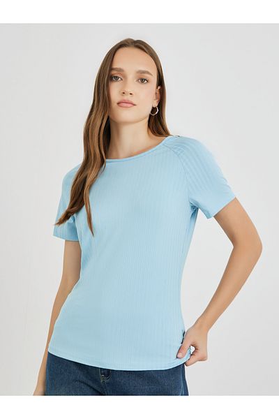 Styli Textured Round Neck Short Sleeve T-Shirt